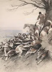Gone to ground by Cecil Charles Windsor Aldin, drawing, offered Oct 2023