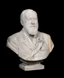 A sculpted white marble bust of a gentleman by William John Seward Webber, 1891, sculpture, offered Oct 2023