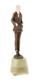 Pyjama suit, an art deco patinated and ivorine inset model of a lady by Josef Lorenzl, bronze, sold Oct 2023