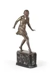 An art deco silvered bronze model of a dancer by Hans Rieder, BRONZE, offered Oct 2023