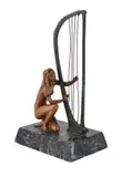 An art deco patinated bronze of an harp player by Bruno Zach, BRONZE, offered Oct 2023