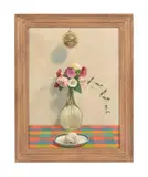 Still life with flowers by Mark Wickham, 1977, Oil on canvas, sold Oct 2023