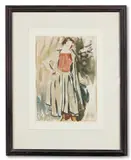 Figure in a green dress by Edna Clarke Hall, Watercolour, sold Oct 2023