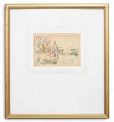 A group of landscape and figural sketches by Edna Clarke Hall, Ink and watercolour, sold Oct 2023