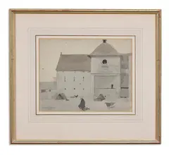 Dovecote by Maxwell Armfield, Ink and watercolour, sold Oct 2023
