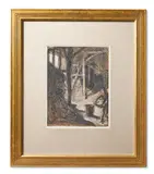 The barn door: prior's hall barn by George Clausen, 1905, Ink and watercolour, sold Oct 2023