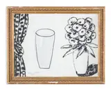 Flowers and vase by William Crozier, Oil pastel and wash on paper, sold Oct 2023