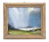 Bernard out herding, the holiest of hours by Melita Denaro, Oil on canvas laid on panel, sold Oct 2023