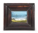 Landscape with sheep in the foreground by Melita Denaro, Oil on panel, sold Oct 2023