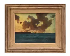 Ship at sea by Frank Lewis Emanuel, Oil on board, sold Oct 2023