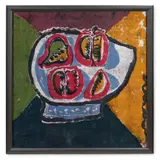 Still life of fruit on a platter by Robert MacBryde, Monotype on silk, sold Oct 2023