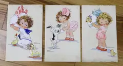 Humorous children by Agnes Richardson, watercolor, offered Mar 2024