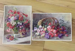 Still life’s of flowers by Annie Pressland, watercolor, sold Mar 2024
