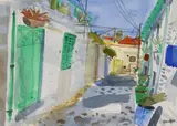 Street Plants, Cyprus by Glenn Scouller, watercolour, sold Mar 2024
