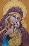 Icon of Madonna and child by Moya Hogarth, gouache on paper, offered Mar 2024