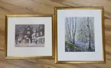 Woodland landscape and Winter street scene by Christopher Jarvis, oil, sold Mar 2024