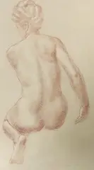 Sanguine chalk on paper by Gilbert Ledward, drawing, sold Mar 2024