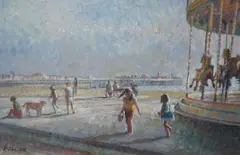 Brighton view onto Palace Pier by St John Child, oil on board, sold Feb 2024