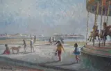 Brighton view onto Palace Pier by St John Child, oil on board, sold Feb 2024