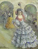 Flamenco dancers by Juliette Bonnet, oil on canvas, sold Feb 2024