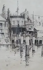 The Harbour Masters Limehouse by Mabel Catherine Robinson, etching, sold Feb 2024