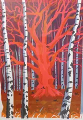 Oak among birch by Carry Akroyd, print, sold Feb 2024