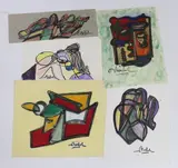 Abstract and by Edgar Stoëbel, oil, sold Feb 2024