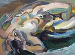 Abstract composition by Georges Manillier, oil on canvas, sold Feb 2024