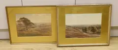 Deer and sheep at dusk by Henry Birtles, 1904, watercolor, sold Feb 2024