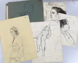Collection of by Clifford Eric Martin Hall, pencil and ink, sold Feb 2024