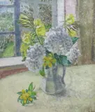 Still life of flowers in a jug by Marjorie Frances Bruford, oil on canvas, sold Feb 2024