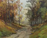 Woodland track by C. Wiegman, oil on canvas, sold Feb 2024