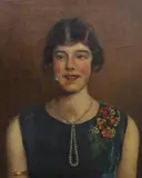Portrait of an Art Deco woman by Owen Forrest, oil on canvas, offered Feb 2024