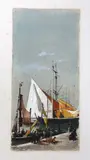 Dutch barges by Clara Montalba, watercolour and gouache, sold Feb 2024
