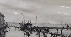 Deal Pier 1920-30 by Muirhead Bone, ink and wash, sold Feb 2024