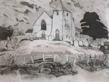 St. Clements, Old Romney by Graham Clarke, etching, sold Feb 2024