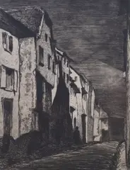 Street at Saverne 1858, Kennedy 19 by James Abbott McNeill Whistler, etching, sold Feb 2024