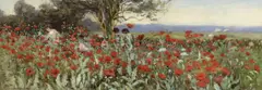 Children in a poppy field by Robert Hamilton Chapman, oil on canvas, sold Feb 2024