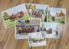 Six original watercolours for greeting cards by Savile Lumley, watercolor, sold Feb 2024