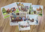 Six original watercolours for greeting cards by Savile Lumley, watercolor, sold Feb 2024