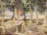 The Young Mother by Charles William Norton, watercolour on card, offered Feb 2024