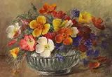 Still life’s of flowers in by Annie Louise Pressland, watercolor, sold Feb 2024