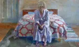 Cottage Bedroom by Hans Schwarz, watercolour, offered Feb 2024