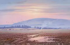Autumn dawning by Christopher Osborne, oil on board, sold Jan 2024