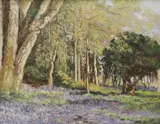 Bluebell wooded landscape by David Bond Walker, oil on canvas, sold Jan 2024