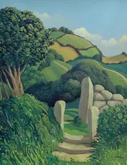 Hillside landscape by Jo March, oil on canvas, sold Jan 2024