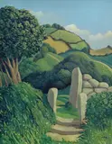 Hillside landscape by Jo March, oil on canvas, sold Jan 2024