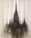 Abstract view of a cathedral by Colin Rule, oil on board, sold Jan 2024