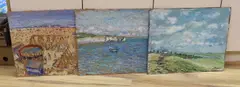 Coastal and beach landscapes by Michael John Blaker, oil, sold Jan 2024