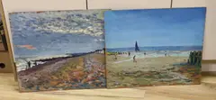 Costal scenes with figures by Michael John Blaker, oil, sold Jan 2024